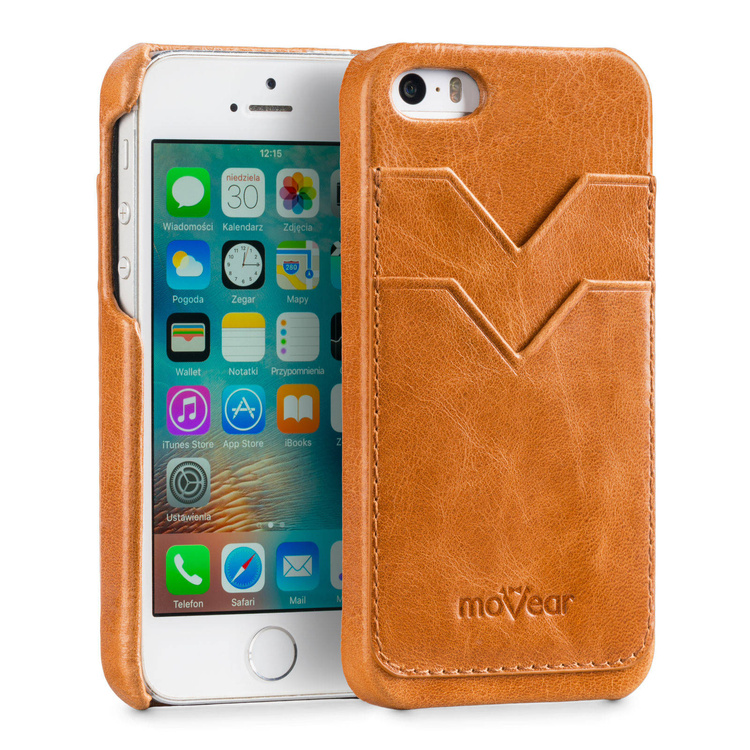 moVear backCover S+ Skórzane Etui Plecki do Apple iPhone SE / 5s / 5 | Skóra Vintage | Jasnobrązowy