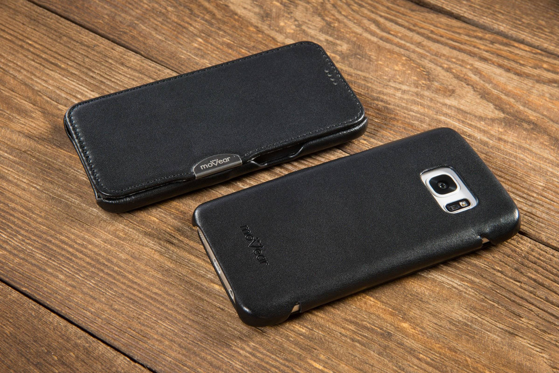 moVear flipSide C Skórzane Etui do Samsung Galaxy S6 | Skóra Gładka | Czarny