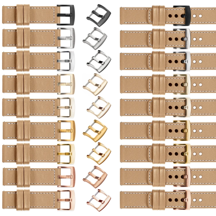 moVear Prestige C1 Skórzany pasek 22mm do zegarka | Cappuccino, białe przeszycie [rozmiary XS-XXL i klamra do wyboru]