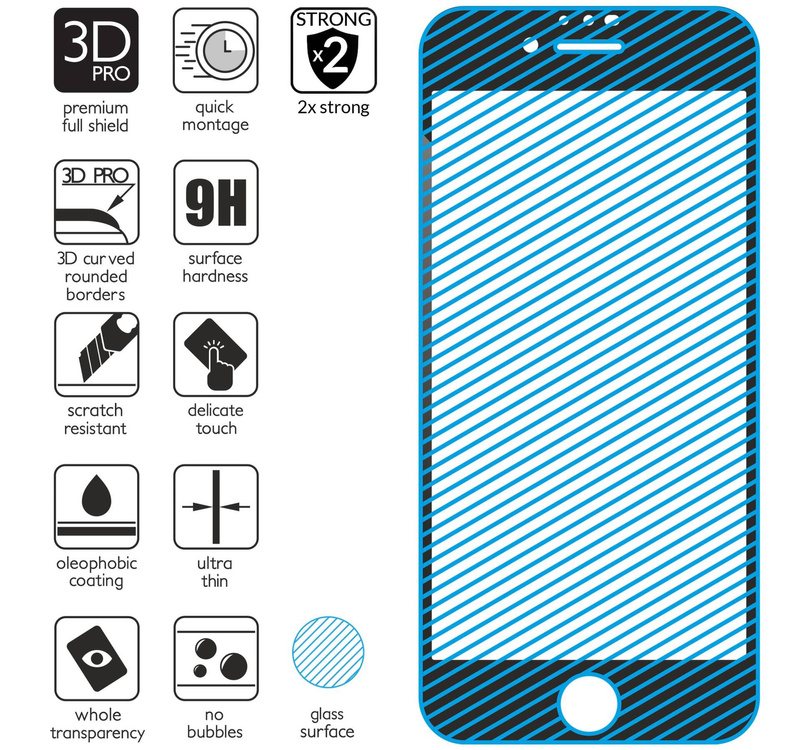 moVear GLASS mSHIELD 3D PRO do Apple iPhone SE (2022 / 2020) / 8 / 7 (4.7") (na cały ekran)