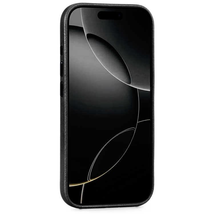moVear backCover 4S Skórzane plecki do Apple iPhone 16 Pro Max (6.9") | kompatybilne z MagSafe, Skóra naturalna olejowana (Czarna)