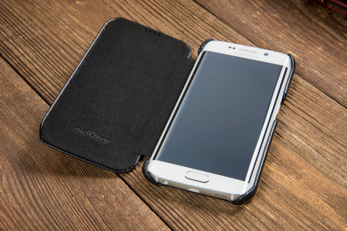 
                    moVear flipSide S Skórzane Etui do Samsung Galaxy S6 edge | Skóra Vintage | Czarny