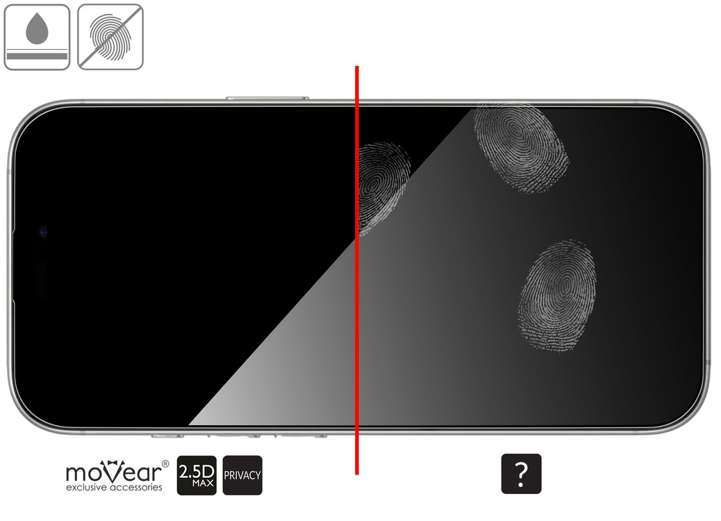 2 szt. | moVear mBOX GLASS mSHIELD 2.5D MAX privacy do Apple iPhone 17 Pro Max / 16 Pro Max (6.9") (Anty spy, z Aplikatorem)