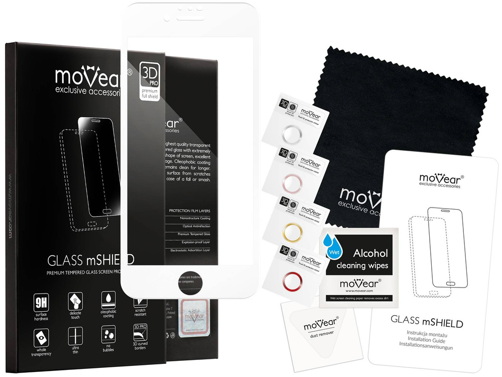 moVear GLASS mSHIELD 3D PRO do Apple iPhone 8 / 7 (4.7") (na cały ekran)