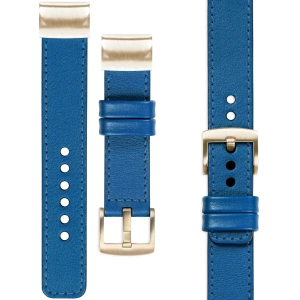 moVear Prestige C1 Skórzany pasek do Garmin QuickFit 20mm (Fenix / Instinct - 43/42/40mm) | Niebieski, niebieskie przeszycie [rozmiary XS-XXL i klamra do wyboru]