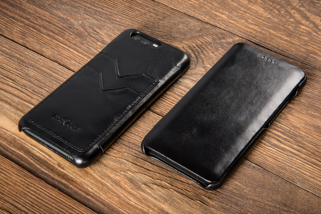 moVear flipSide S+ Skórzane Etui do Huawei P10 | Skóra Vintage | Czarny