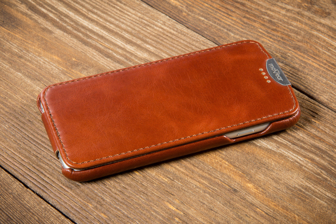 moVear flipDown C Skórzane Etui do Apple iPhone 6 / 6s | Skóra Vintage | Brązowy