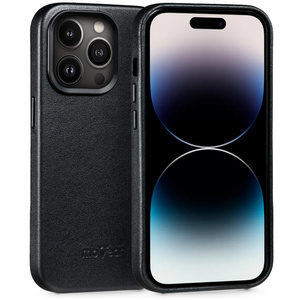 moVear backCover 4S Skórzane plecki do Apple iPhone 16 Pro (6.3") | kompatybilne z MagSafe, Skóra naturalna olejowana (Czarna)