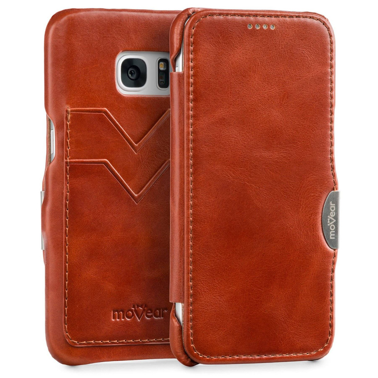 moVear flipSide C+ Skórzane Etui do Samsung Galaxy S7 | Skóra Vintage | Brązowy