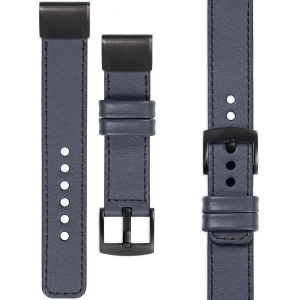 moVear Prestige C1 Skórzany pasek do Garmin QuickFit 22mm (Fenix / Forerunner / Epix / Instinct / Enduro / Quatix / MARQ - 47/45mm) | Szary stalowy, czarne przeszycie [rozmiary XS-XXL i klamra do wyboru]