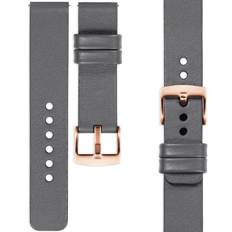 moVear Prestige S1 Skórzany pasek 18mm do Huawei Watch GT 5 4 / Pro (42/41mm) | Szary [rozmiary XS-XXL i klamra do wyboru]