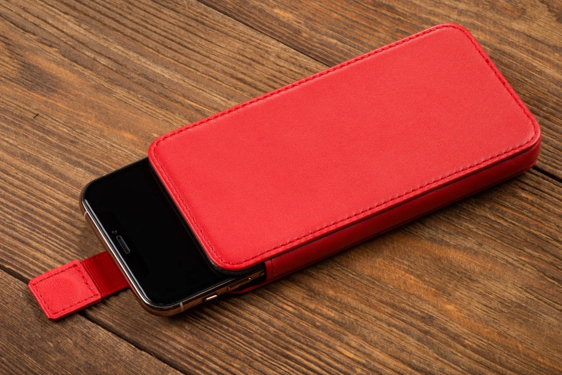 moVear pocketCase C+ skórzana wsuwka do Samsung rozmiar L (ok 160 x 79 x 8mm) | Skóra naturalna nappa (Czerwona)