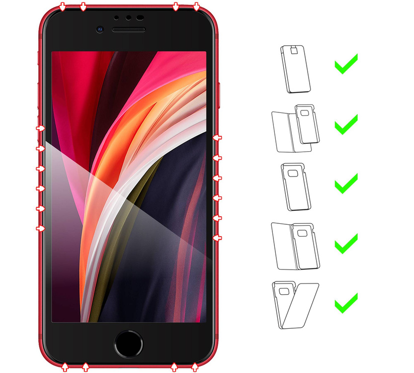 moVear GLASS mSHIELD 2.5D MAX privacy do Apple iPhone SE (2022 / 2020) / 8 / 7 (4.7") (Prywatyzujące, kompatybilne z etui)