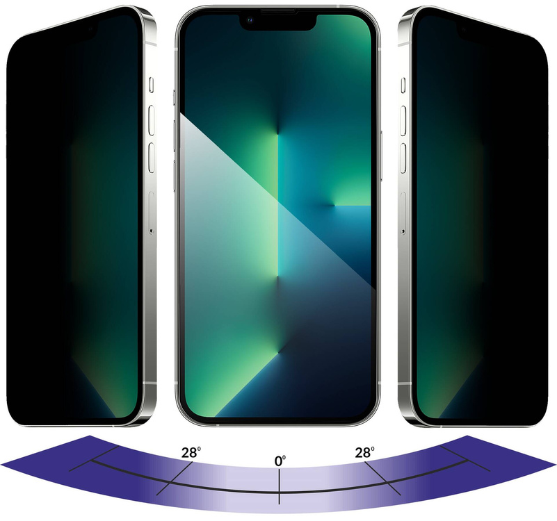 moVear GLASS mSHIELD 2.5D MAX privacy do Apple iPhone 16e / 14 / 13 / 13 Pro (6.1") (Prywatyzujące, kompatybilne z etui)