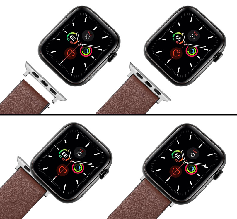 moVear | Adapter paska 24mm do Apple Watch 9/8/7/6/SE/5/4/3/2/1 (45/44/42mm) & Ultra (49mm) | Srebrny Stal nierdzewna