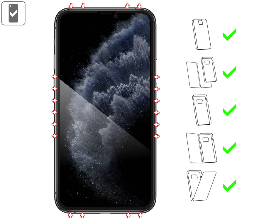2 szt. | moVear mBOX GLASS mSHIELD 2.5D MAX privacy do Apple iPhone 11 Pro / Xs / X (5.8") (Anty spy, z Aplikatorem)