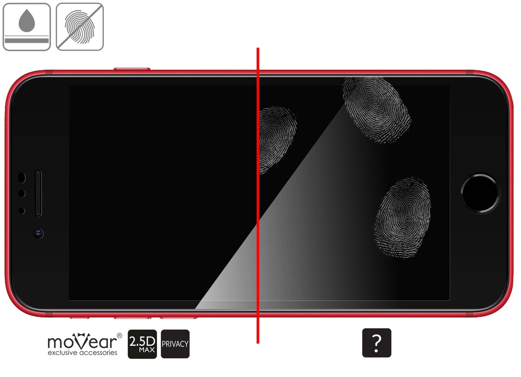 moVear GLASS mSHIELD 2.5D MAX privacy do Apple iPhone SE (2022 / 2020) / 8 / 7 (4.7") (Prywatyzujące, kompatybilne z etui)