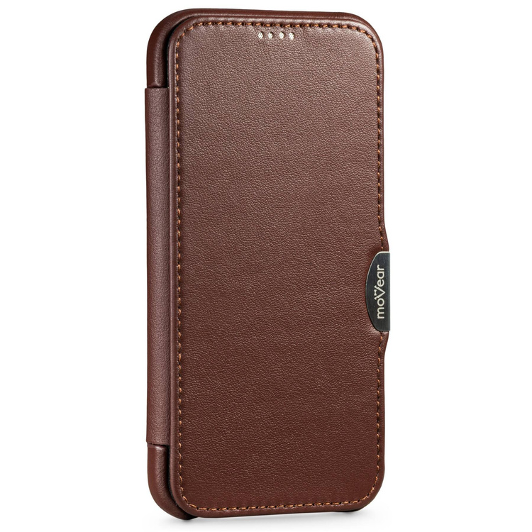 moVear flipSide C skórzane etui do Apple iPhone 12 Pro / 12 (6.1") | Skóra naturalna nappa (Ciemnobrązowa)