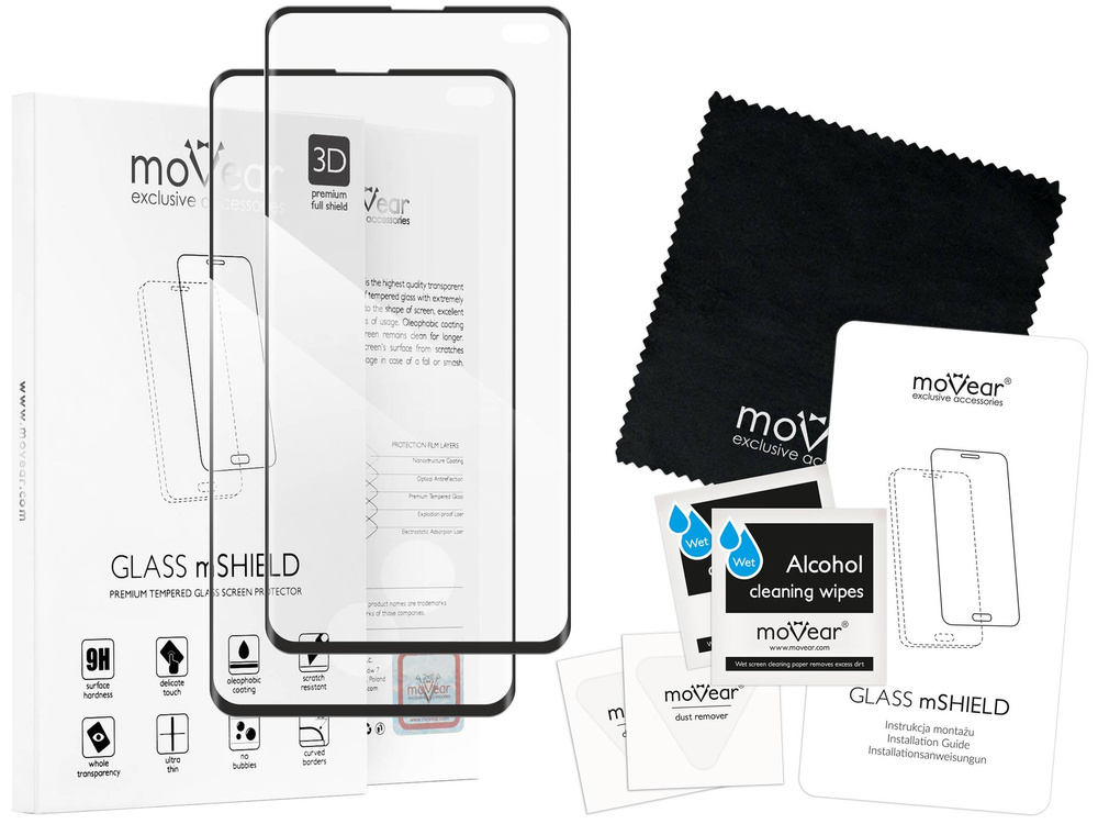 2 szt. | moVear GLASS mSHIELD 3D do Samsung Galaxy S10+ (Plus) (6.4") (na cały ekran)
