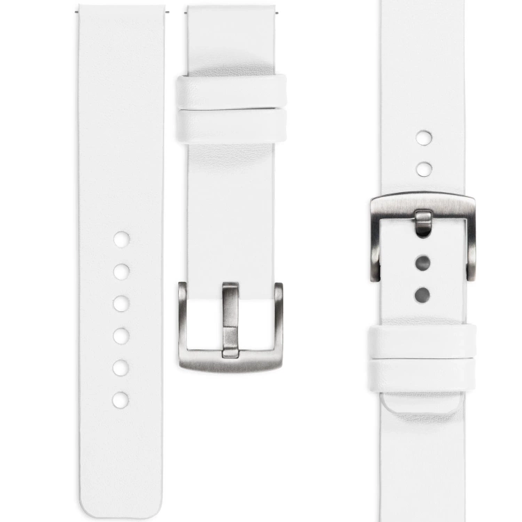 moVear Prestige S1 Skórzany pasek 20mm do Amzfit GTS / Bip / Zeep | Biały [rozmiary XS-XXL i klamra do wyboru]