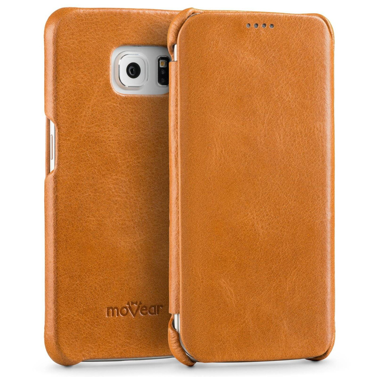 
                    moVear flipSide S Skórzane Etui do Samsung Galaxy S6 edge | Skóra Vintage | Jasnobrązowy