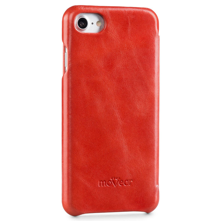 moVear flipSide S skórzane etui do Apple iPhone SE (2022 / 2020) / 8 / 7 (4.7") | Skóra naturalna vintage (Czerwona)