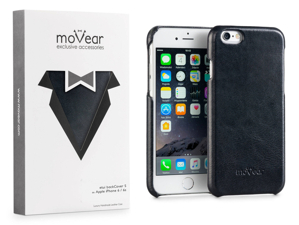 moVear backCover S Skórzane Etui Plecki do Apple iPhone 6 / 6s | Skóra Gładka | Czarny