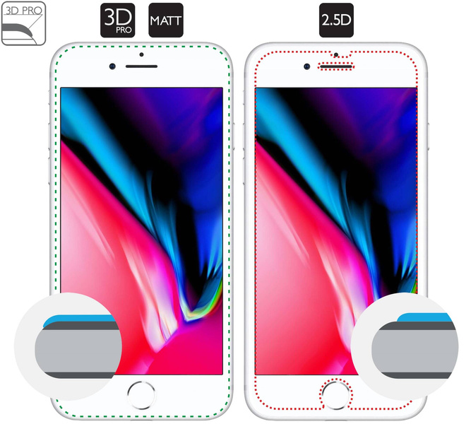 2 szt. | moVear GLASS mSHIELD 3D PRO MATT do Apple iPhone 8 Plus / 7 Plus (5.5") | (Antyrefleksyjne)