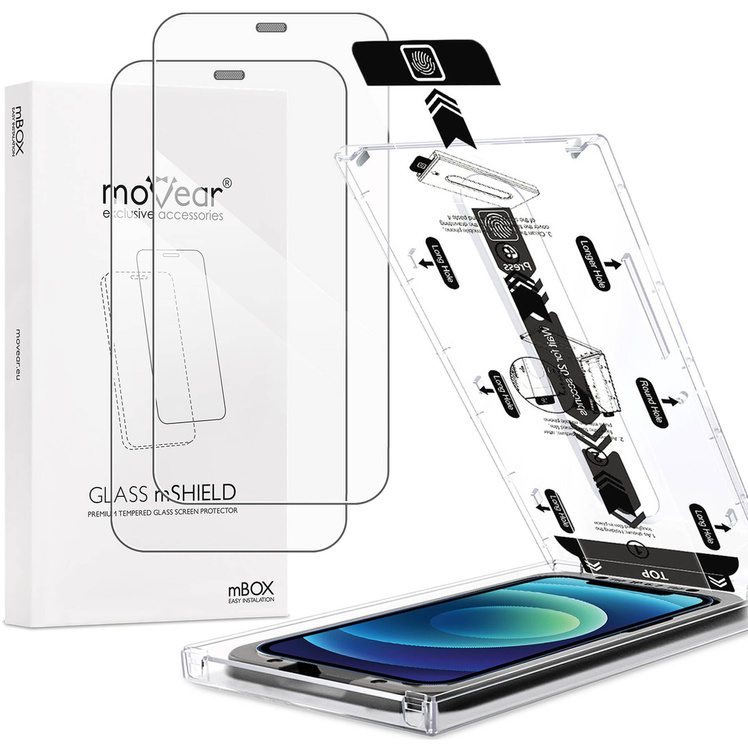 2 szt. | moVear mBOX GLASS mSHIELD 2.5D do Apple iPhone 12 Pro / 12 (6.1") (łatwy montaż)