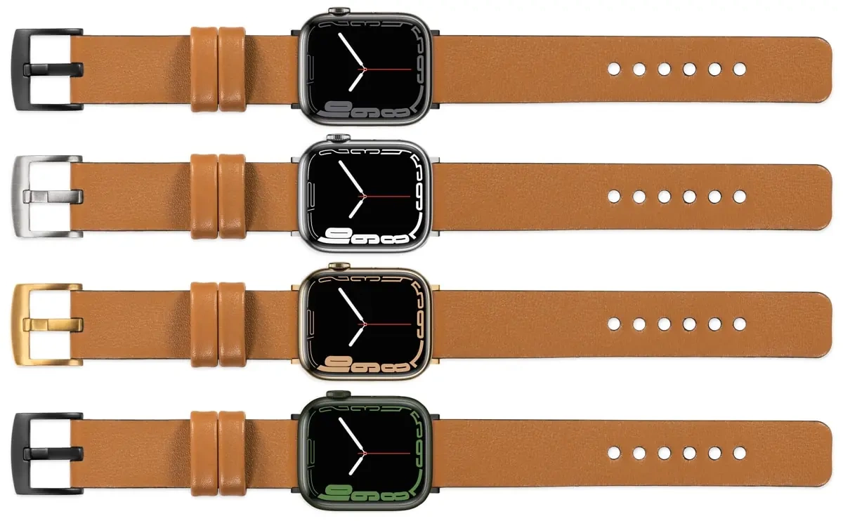 moVear Prestige S1 Skórzany pasek 24mm do Apple Watch 10 / 9 / 8 / 7 / 6 / 5 / 4 / SE (46/45/44mm) & Ultra (49mm) | Jasnobrązowy [adapter i klamra do wyboru]