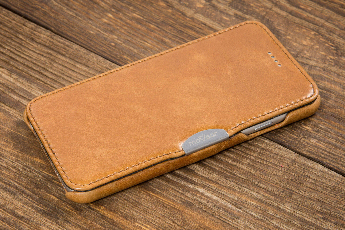 moVear flipSide C+ Skórzane Etui do Apple iPhone 6 / 6s | Skóra Vintage | Jasnobrązowy