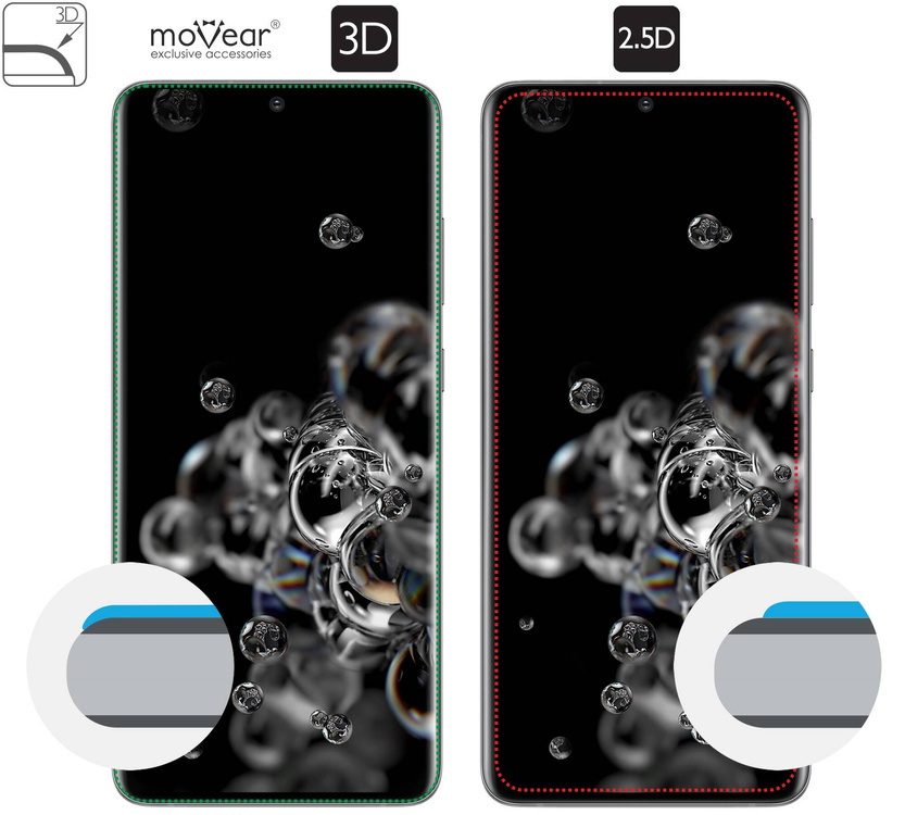 2 szt. | moVear GLASS mSHIELD 3D do Samsung Galaxy S20 Ultra (6.9") (na cały ekran)