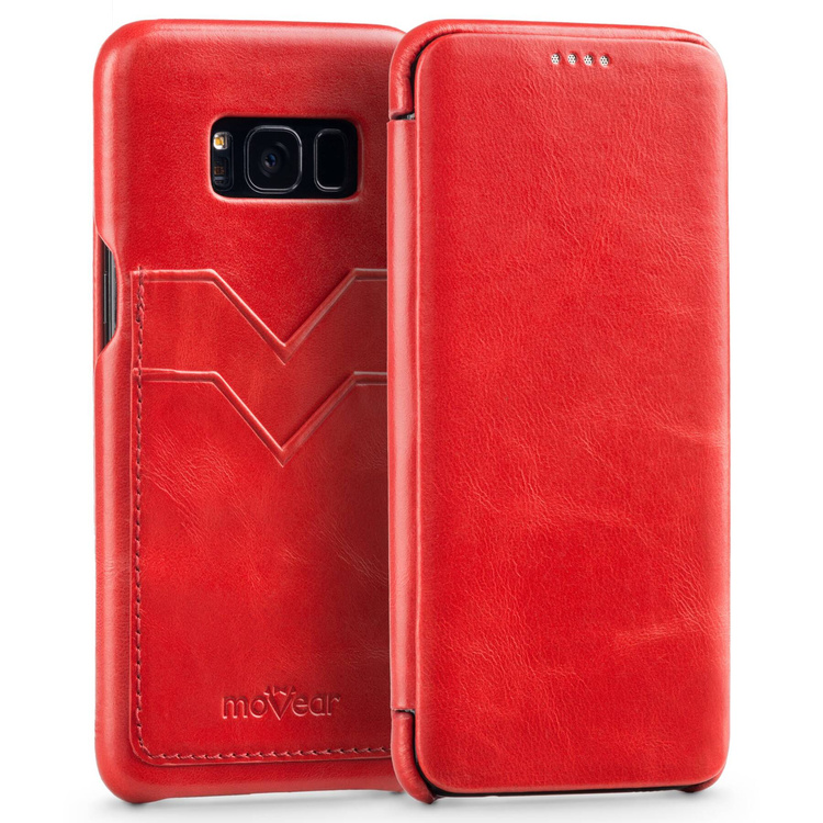 moVear flipSide S+ Skórzane Etui do Samsung Galaxy S8 | Skóra Vintage | Czerwony