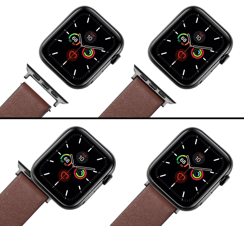 moVear | Adapter paska 22mm do Apple Watch 9/8/7/6/SE/5/4/3/2/1 (41/40/38mm) | Czarny Stal nierdzewna +PVD