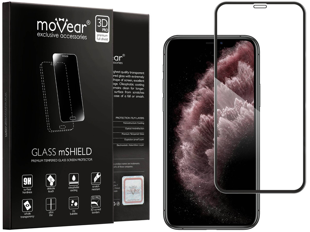 moVear GLASS mSHIELD 3D PRO do Apple iPhone 11 Pro Max / Xs MAX (6.5") (na cały ekran)