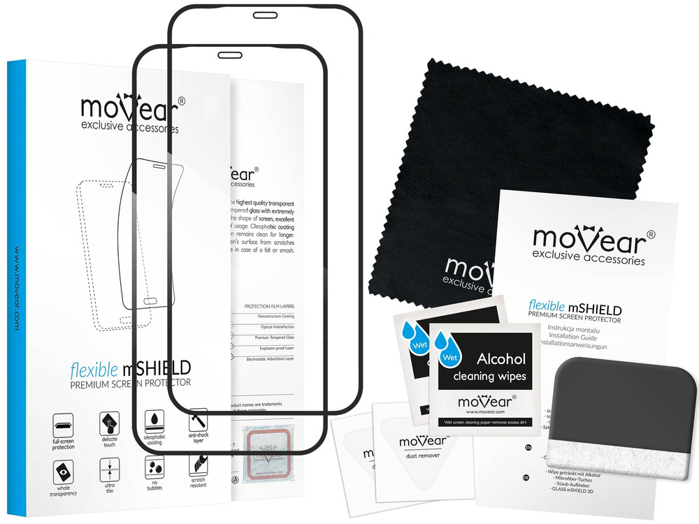 2 szt. | moVear flexible mSHIELD 2D do Apple iPhone 12 Pro / 12 (6.1"). Pancerne szkło hybrydowe.