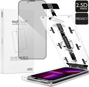 moVear mBOX GLASS mSHIELD 2.5D MAX privacy do Apple iPhone 14 Plus / 13 Pro Max (6.7") (Anty spy, z Aplikatorem)