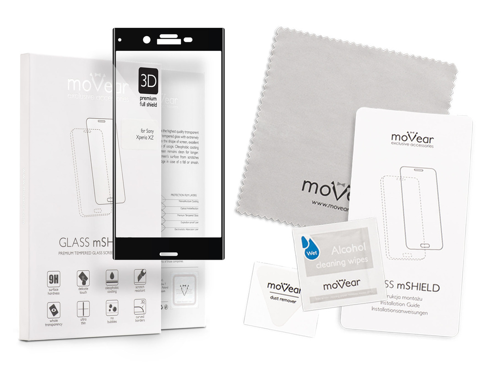 moVear GLASS mSHIELD 3D na Sony Xperia XZ | Szkło Hartowane na Cały Ekran, 9H