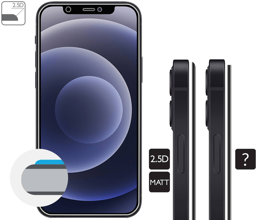 moVear GLASS mSHIELD 2.5D MATT do Apple iPhone 12 Pro / 12 (6.1") (Antyrefleksyjne, kompatybilne z etui)