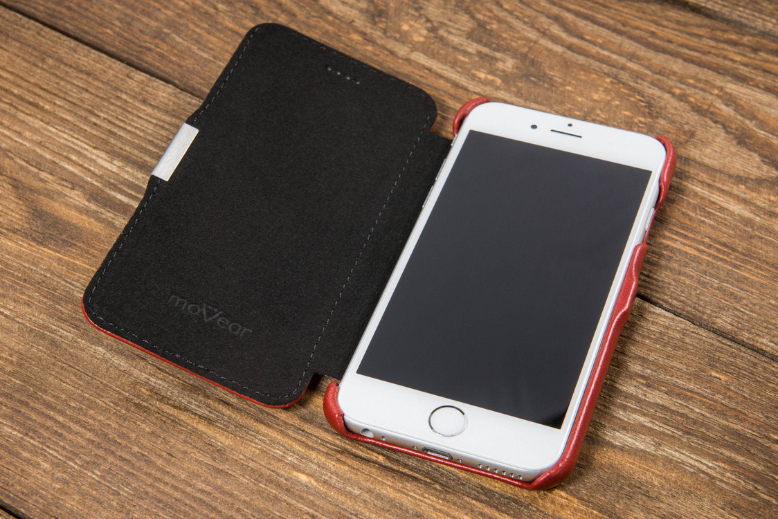 moVear flipSide C+ Skórzane Etui do Apple iPhone 6 / 6s | Skóra Vintage | Czerwony