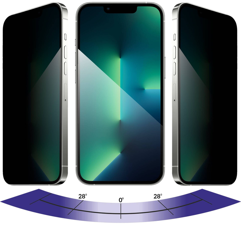2 szt. | moVear mBOX GLASS mSHIELD 2.5D MAX privacy do Apple iPhone 16e / 14 / 13 / 13 Pro (6.1") (Anty spy, z Aplikatorem)