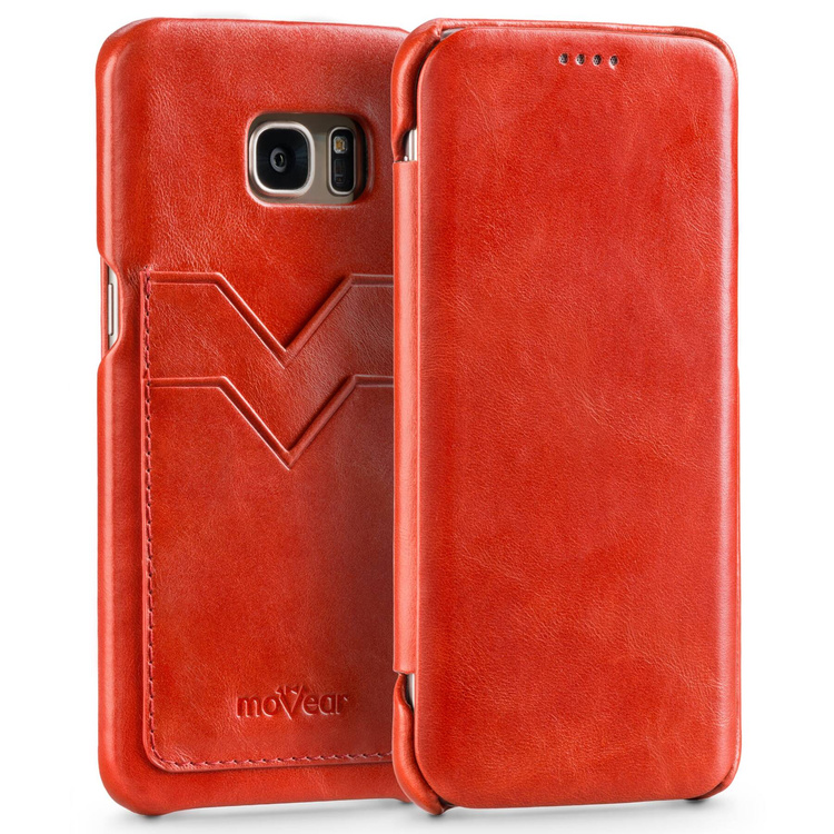 
                    moVear flipSide S+ Skórzane Etui do Samsung Galaxy S7 edge | Skóra Vintage | Czerwony