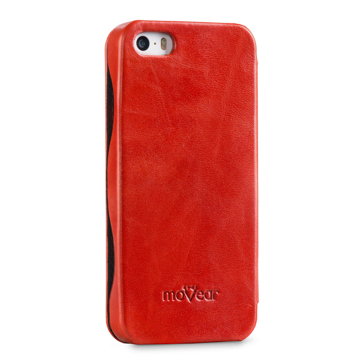 moVear flipSide C Skórzane Etui do Apple iPhone SE / 5s / 5 | Skóra Vintage | Czerwony