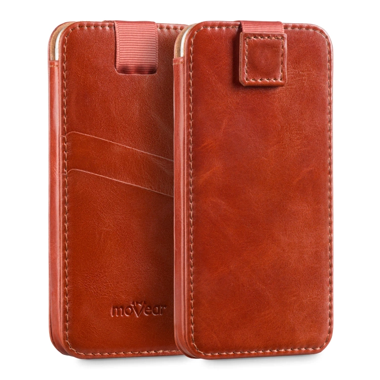 moVear pocketCase C+ skórzana wsuwka do Samsung rozmiar L (ok 160 x 79 x 8mm) | Skóra naturalna vintage (Brązowa)