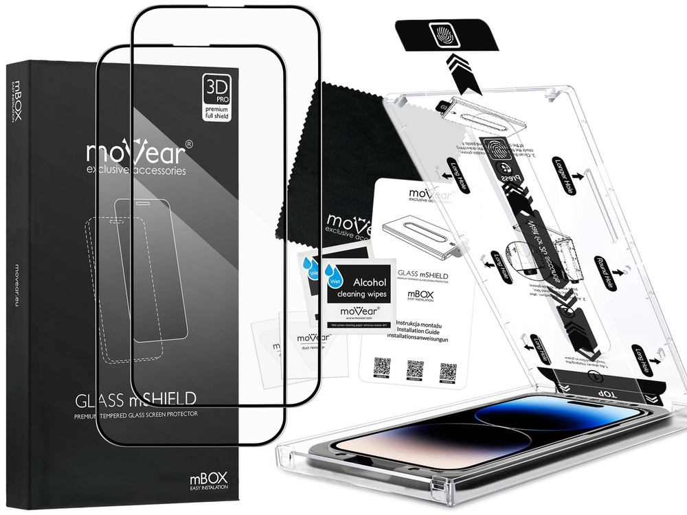 2 szt. | moVear mBOX GLASS mSHIELD 3D PRO do Apple iPhone 14 Pro Max (6.7") (łatwy montaż)