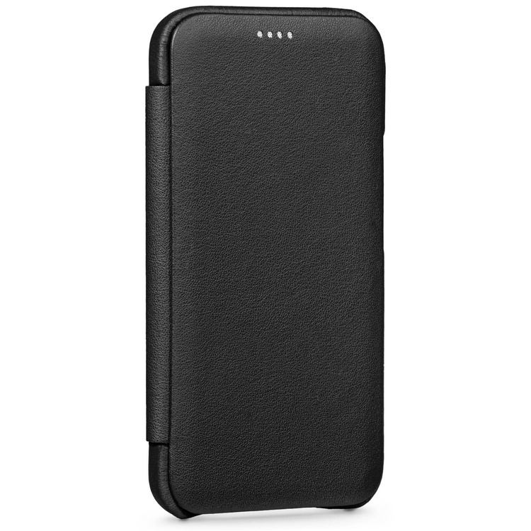 moVear flipSide S skórzane etui do Apple iPhone 12 Pro / 12 (6.1") | Skóra naturalna gładka (Czarna)