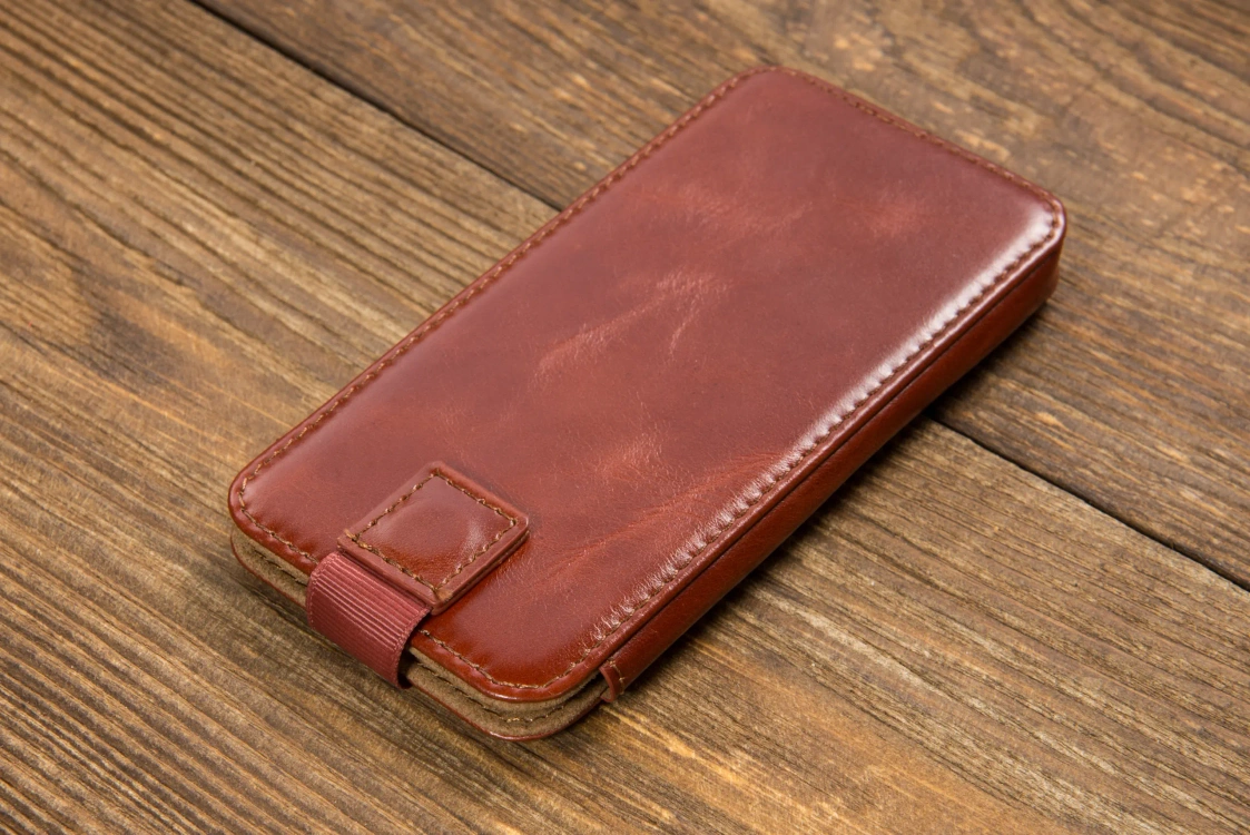 moVear pocketCase C+ skórzana wsuwka do Samsung rozmiar L (ok 160 x 79 x 8mm) | Skóra naturalna vintage (Brązowa)