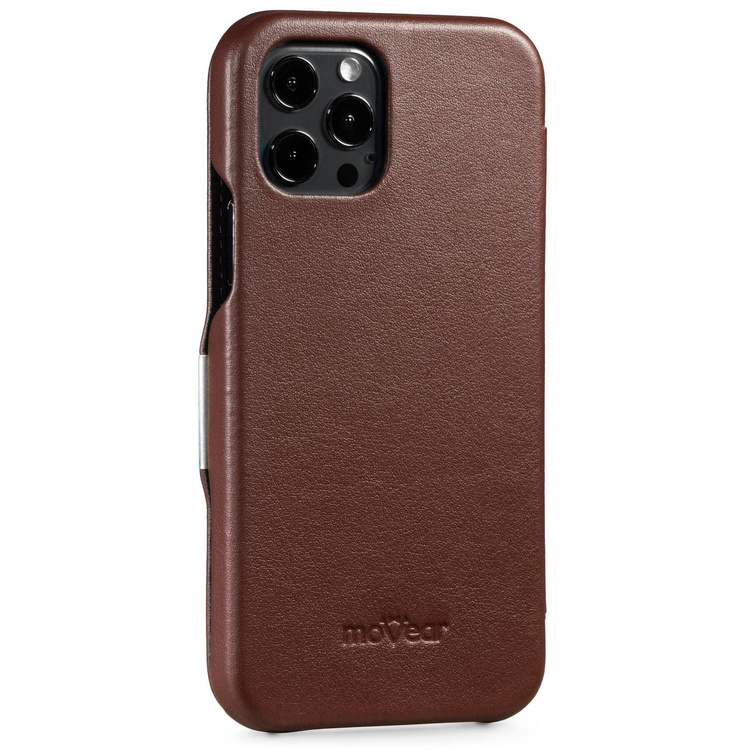 moVear flipSide C skórzane etui do Apple iPhone 12 Pro / 12 (6.1") | Skóra naturalna nappa (Ciemnobrązowa)