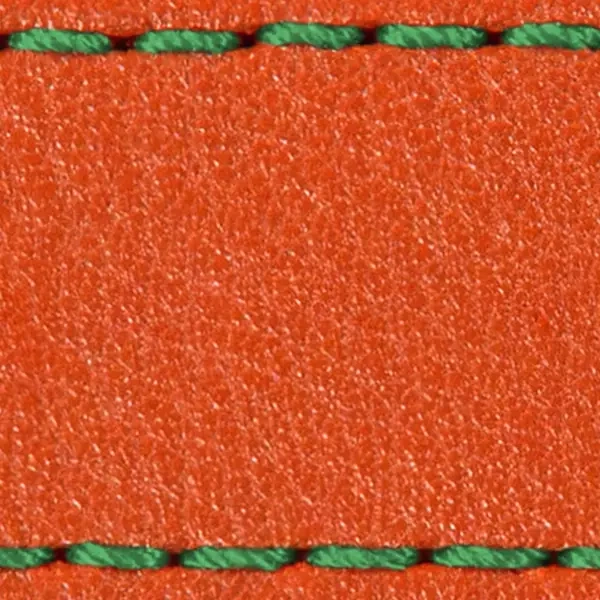 Pasek C1 26mm | Pomarańczowy / Zielona nić | Części skórzane bez klamry