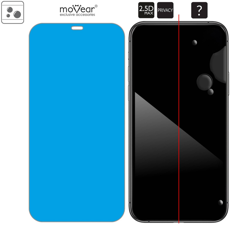 moVear GLASS mSHIELD 2.5D MAX privacy do Apple iPhone 11 Pro Max / Xs MAX (6.5") (Prywatyzujące, kompatybilne z etui)